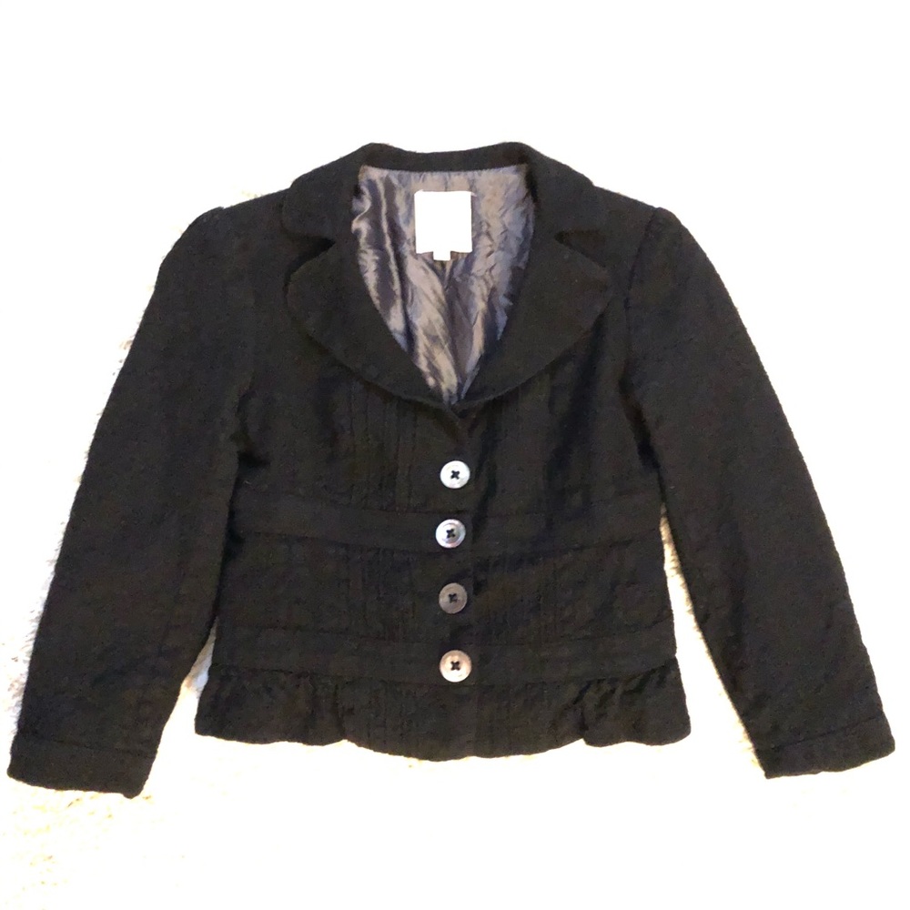 NANETTE LEPORE Pin-tucked Cropped Wool Jacket Sz 2
